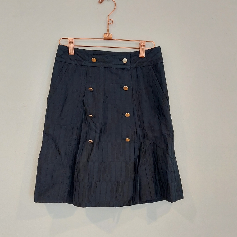 Marc By Marc Jacobs Vintage Style Gold Buttons A Line Silk Blend Wrap Sk…